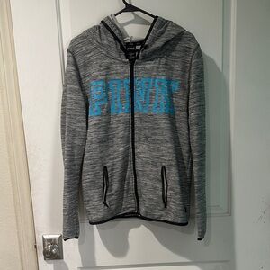 Gray Hoodie with Blue Lettering